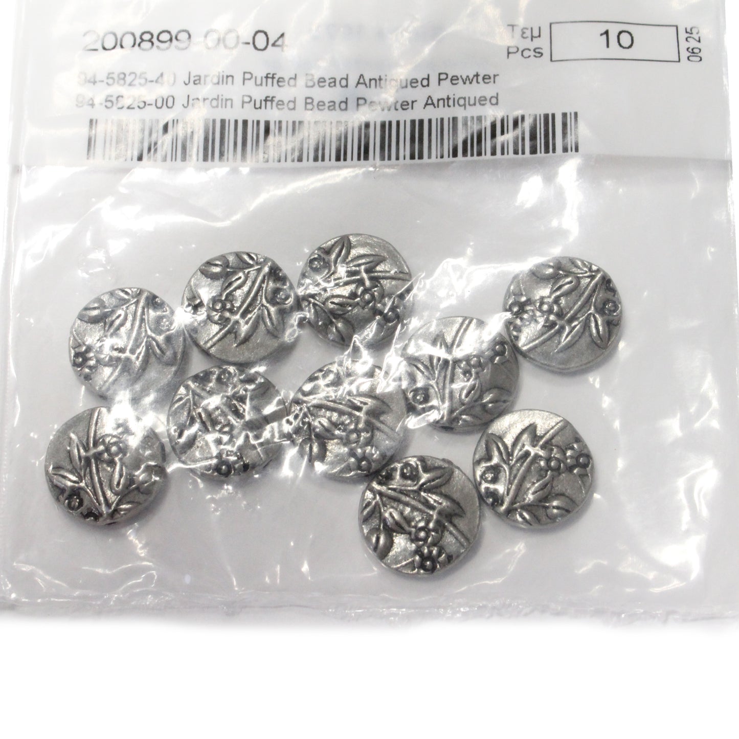 TierraCast 14mm Jardin Puffed Bead / pewter with an antique finish