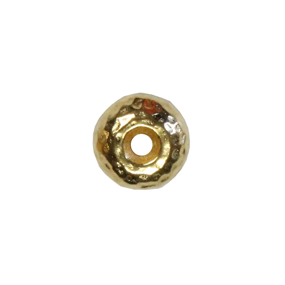 TierraCast 7mm Hammertone Rondelle Bead / 20 Pack / plated pewter with a bright gold finish