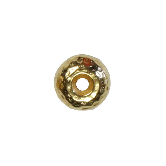 TierraCast 7mm Hammertone Rondelle Bead / 20 Pack / plated pewter with a bright gold finish