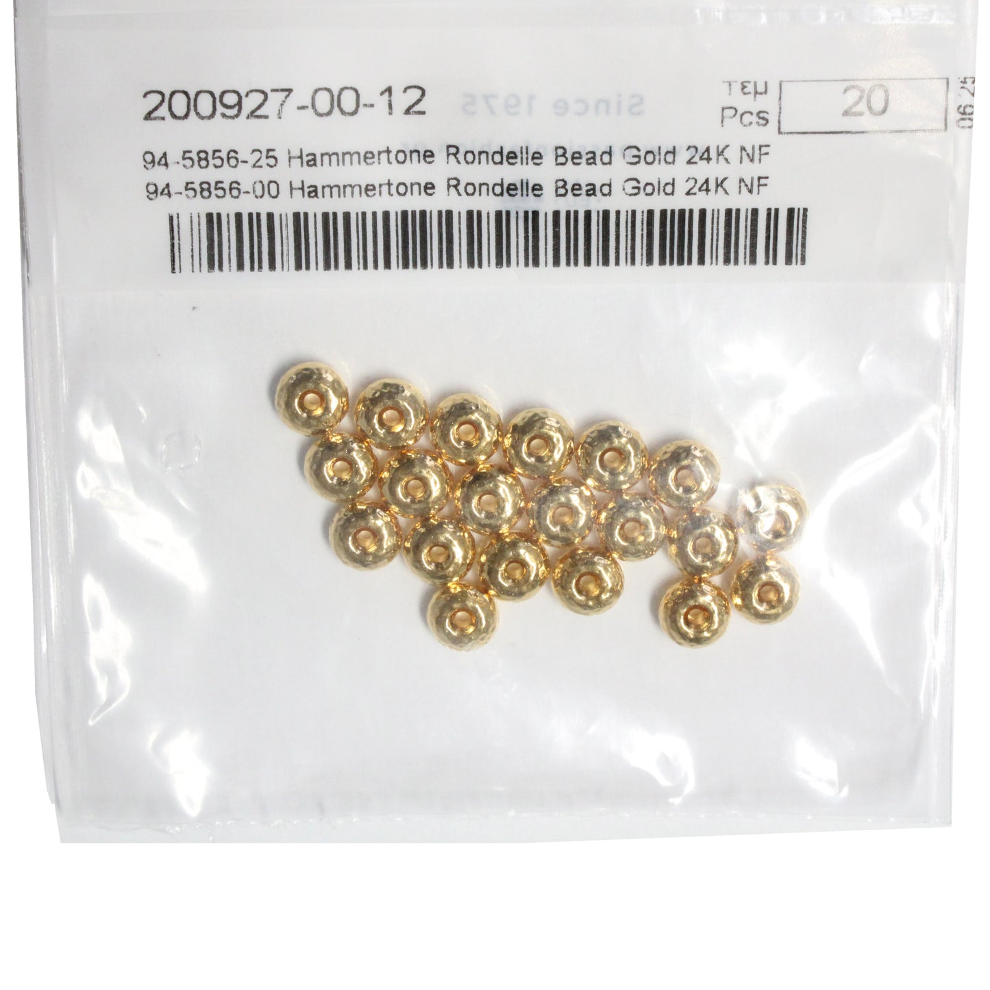 TierraCast 7mm Hammertone Rondelle Bead / 20 Pack / plated pewter with a bright gold finish