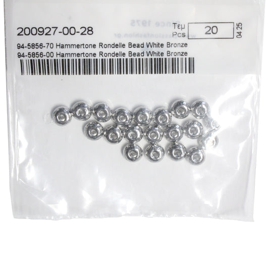 TierraCast 7mm Hammertone Rondelle Bead / 20 Pack / plated pewter with a white bronze finish