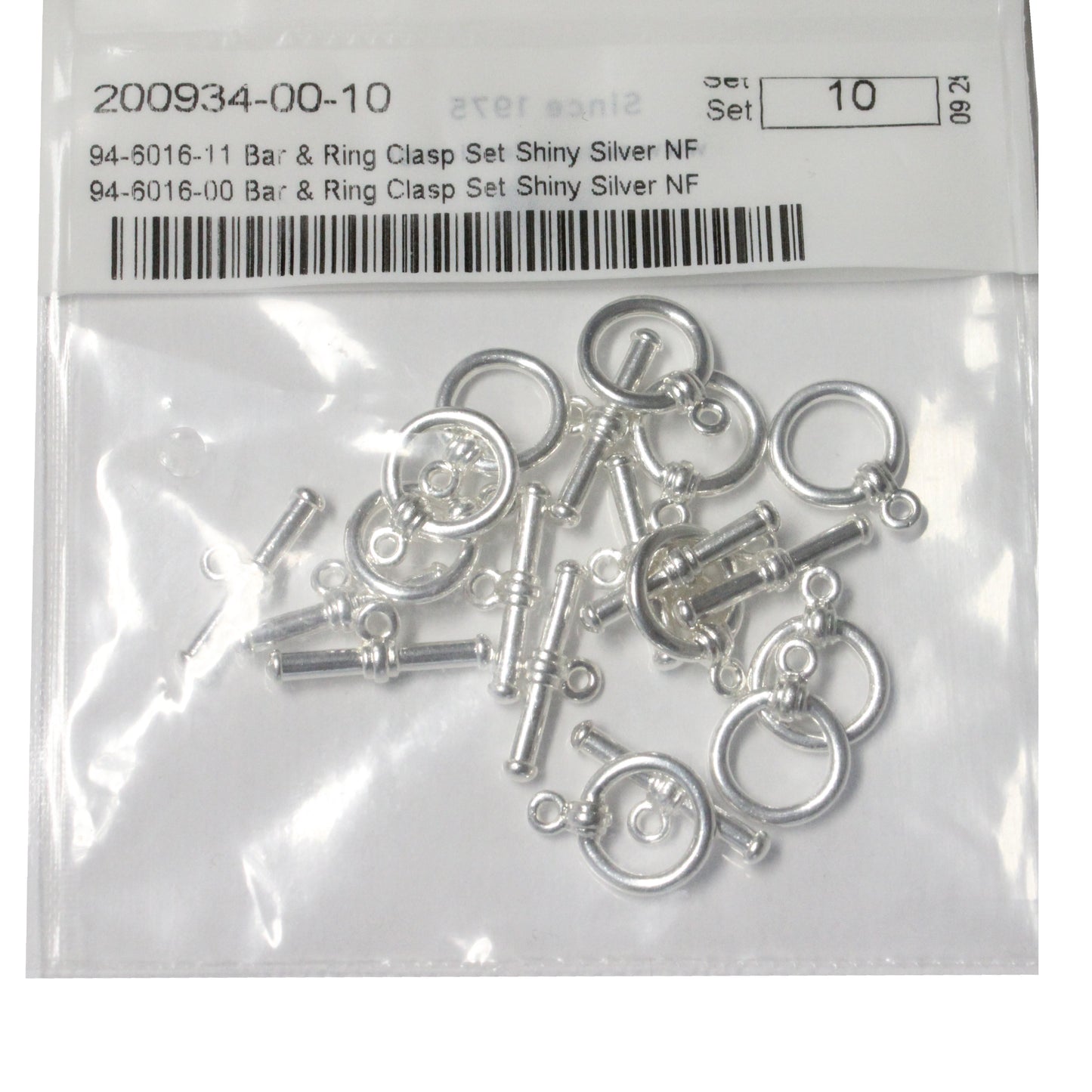 TierraCast Bar & Ring Toggle Clasp / pewter with a bright silver finish
