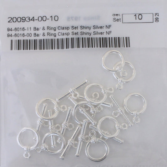 TierraCast Bar & Ring Toggle Clasp / pewter with a bright silver finish