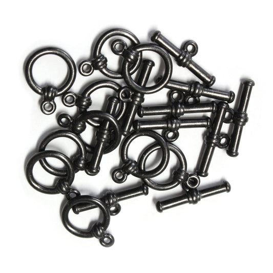 TierraCast Bar & Ring Toggle Clasp / pewter with a black finish
