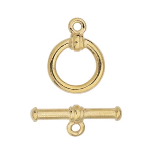 TierraCast Bar & Ring Toggle Clasp / pewter with a bright gold finish
