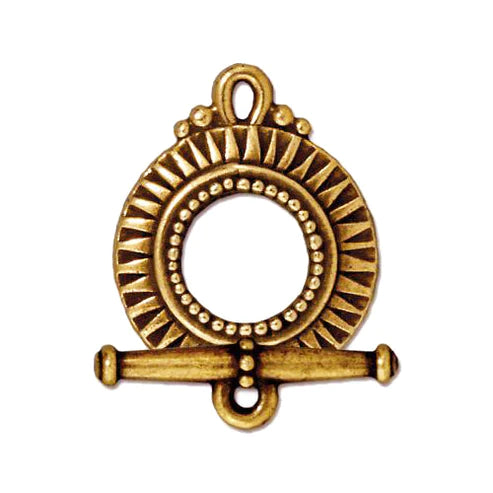 TierraCast Sunburst Toggle Clasp / pewter with antique gold finish