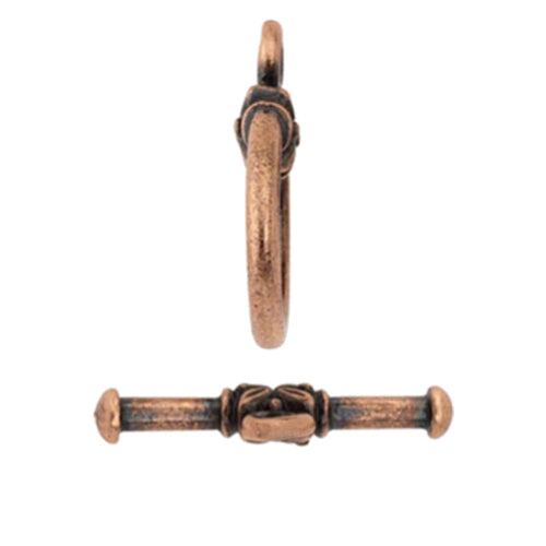 TierraCast Leaf Toggle Clasp – pewter with antique copper finish - for nature-inspired, woodland, or vintage-styled jewelry