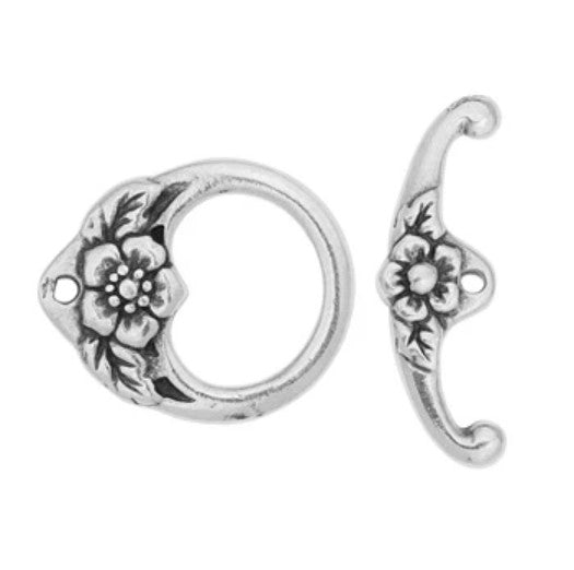TierraCast Floral Toggle Clasp / pewter with antique silver finish
