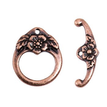 TierraCast Floral Toggle Clasp / pewter with antique copper finish