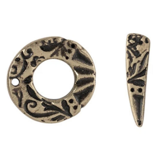 TierraCast Flora Toggle Clasp / pewter with a brass oxide finish
