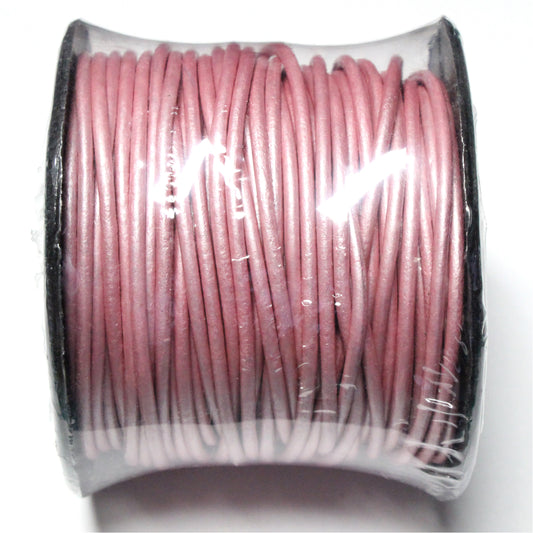 METALLIC MYSTIQUE PINK 2mm Round Leather Cord / 25m Roll