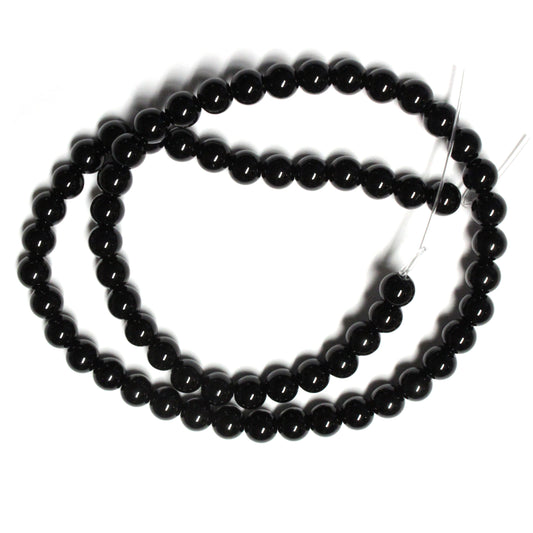 6mm Black Onyx / 15" Strand / natural dyed / smooth round beads