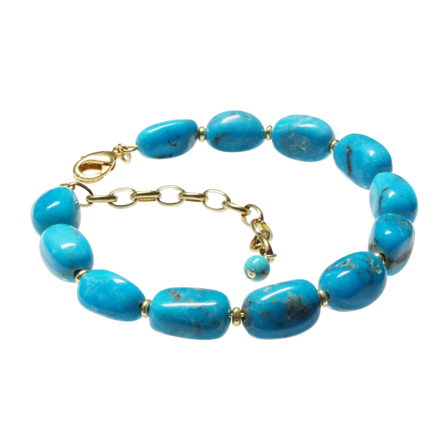 Nacozari Turquoise Bracelet / 6 - 7.5 Inch wrist size / with stabilized genuine turquoise nugget beads