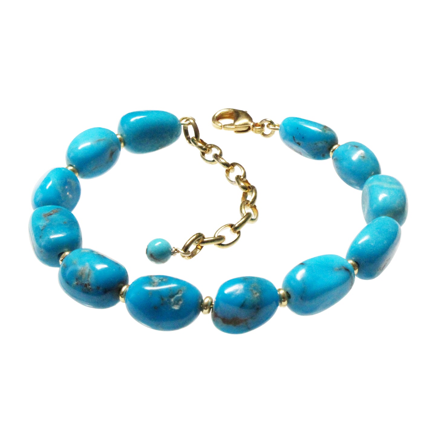 Nacozari Turquoise Bracelet / 6 - 7.5 Inch wrist size / with stabilized genuine turquoise nugget beads