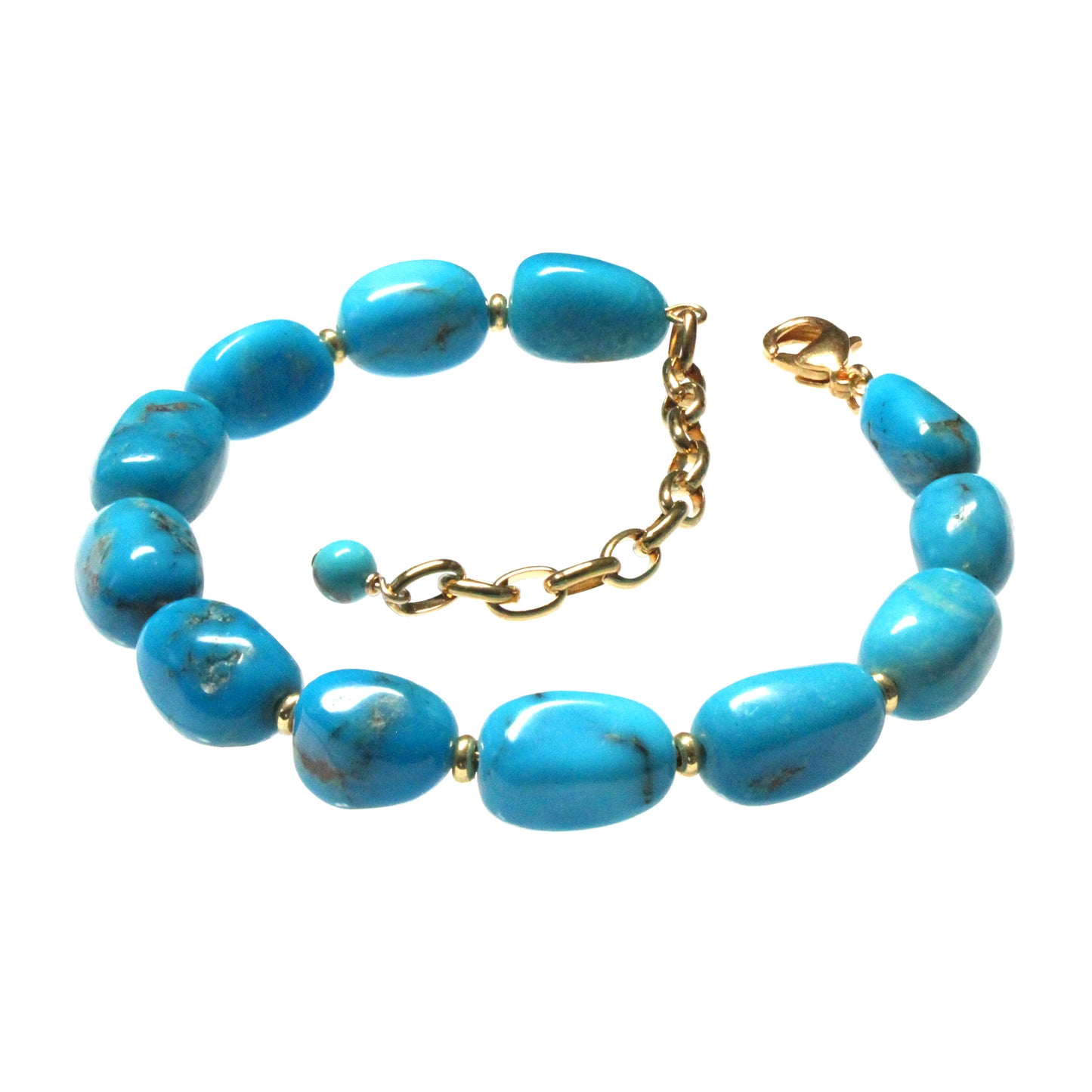 Nacozari Turquoise Bracelet / 6 - 7.5 Inch wrist size / with stabilized genuine turquoise nugget beads