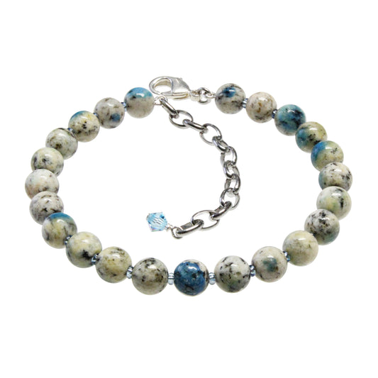K2 Granite Beaded Bracelet / 6 - 7.5 Inch wrist size / 6mm round beads