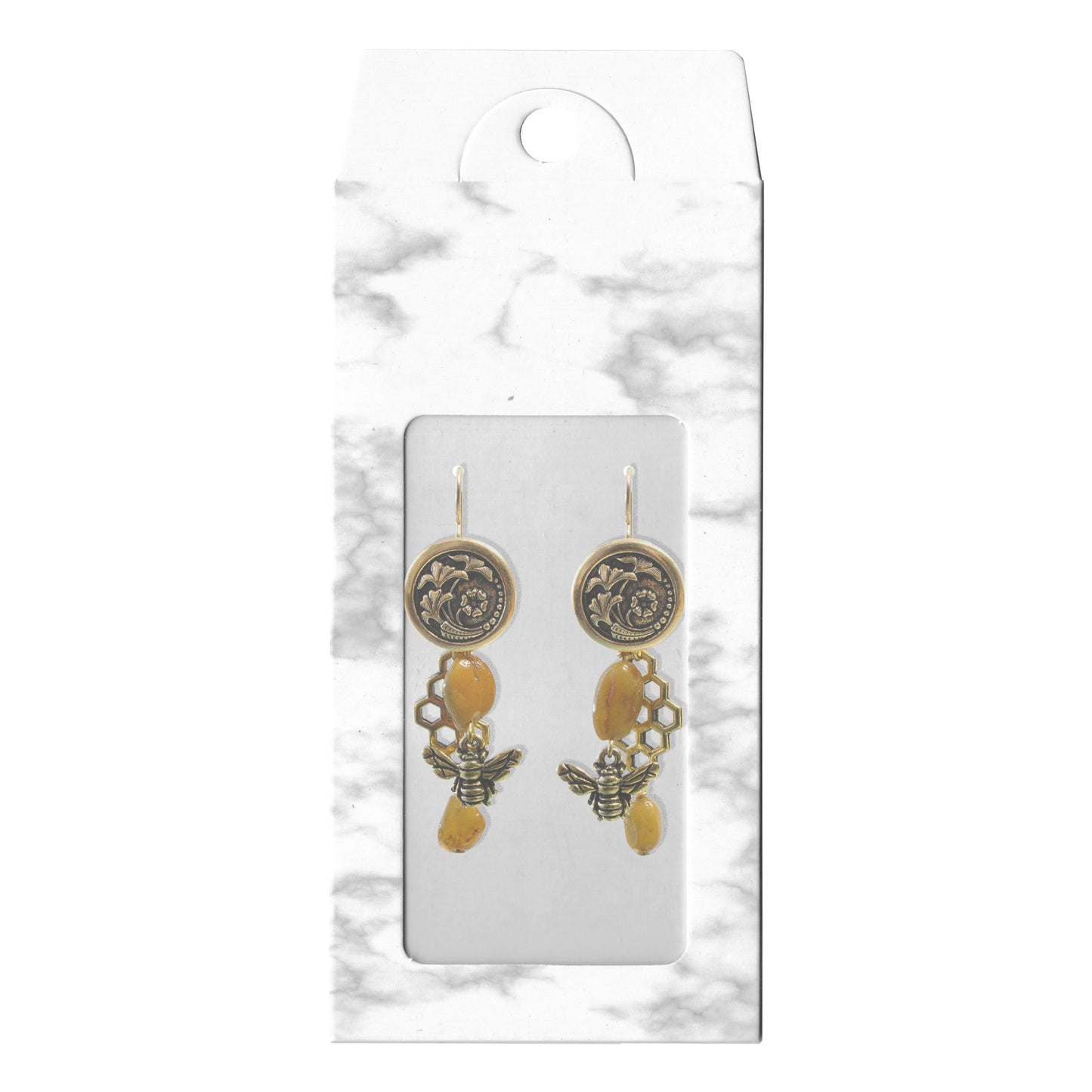 Marble Pattern Earring Card with window / rectangle shaped sleeve / complete with insert