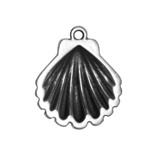 Clamshell Pendant / 20x17.5mm / Antique Silver Zamak / reverse view