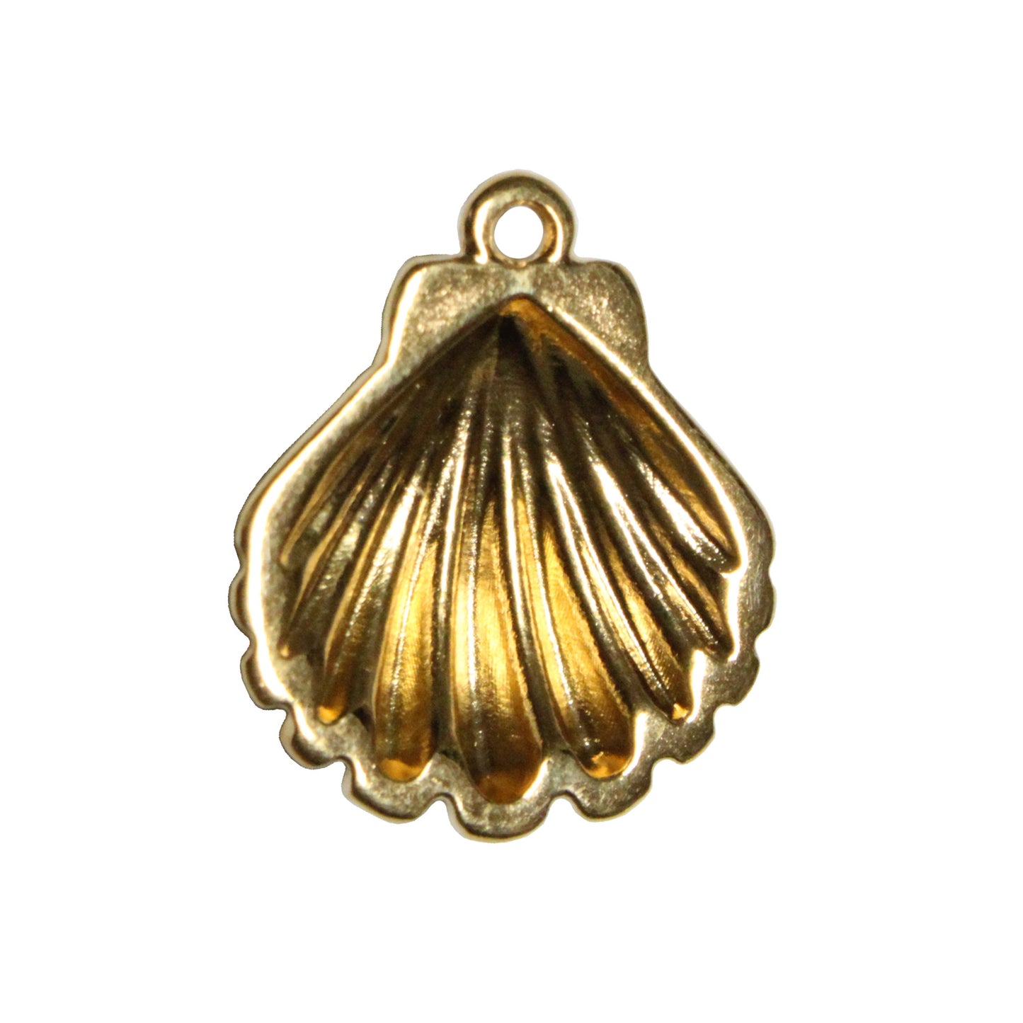 18mm Clamshell Pendant / Gold 24K Plated Zamak / reverse view