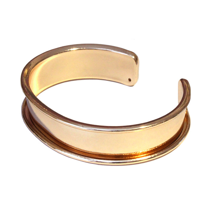 10mm Glue-In Channel Cuff Bracelet / plated brass with a bright gold