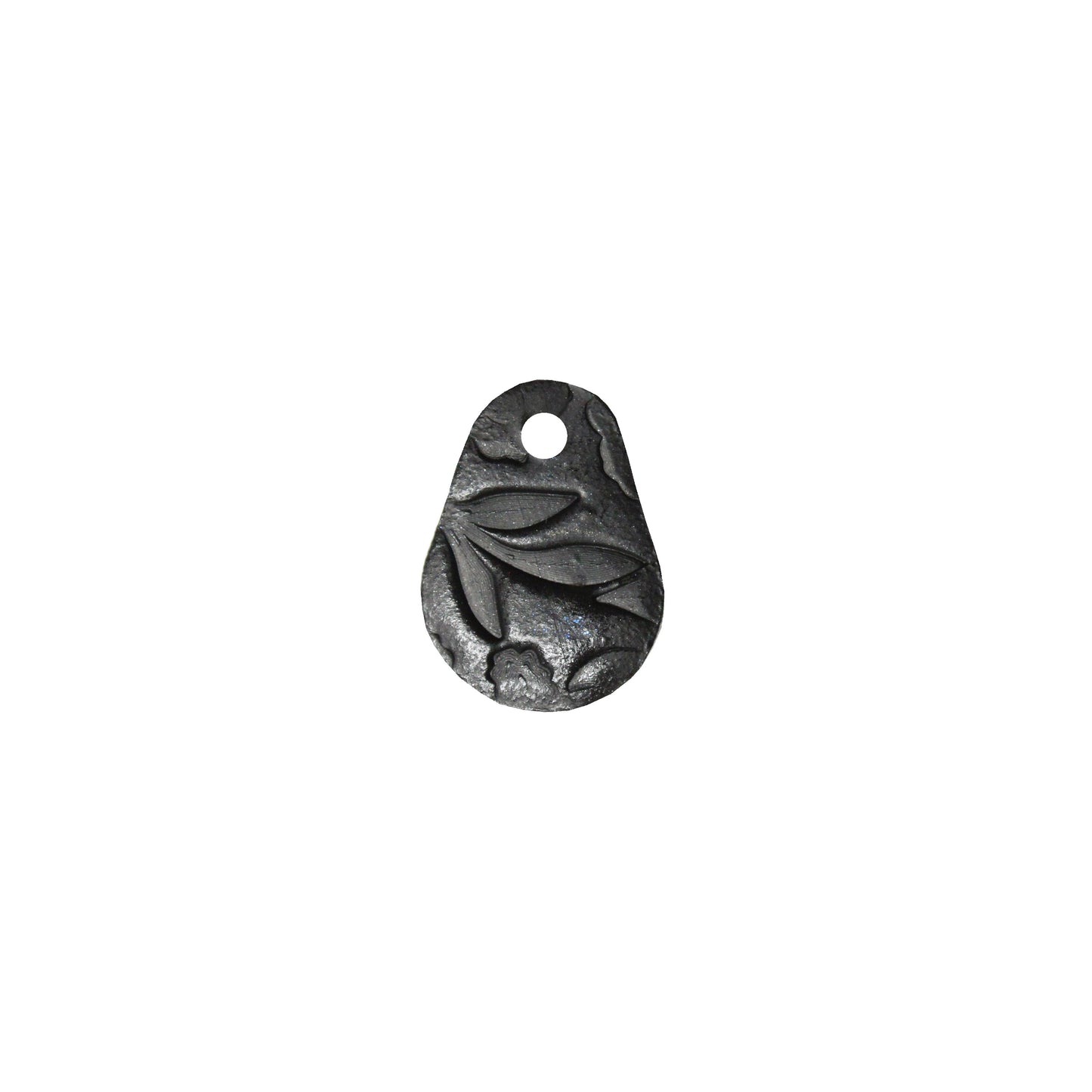 Small Flora Teardrop Charm / gold black / handmade polymer clay / 18mm x 13.5mm
