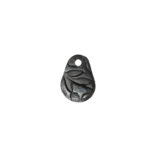 Small Flora Teardrop Charm / gold black / handmade polymer clay / 18mm x 13.5mm