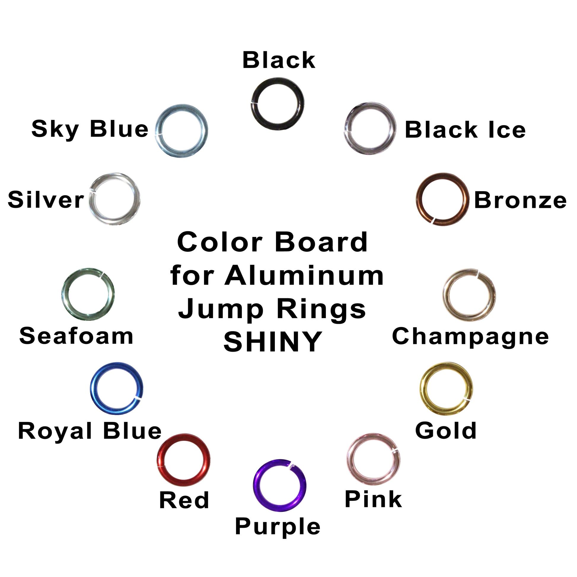 Color Board for Shiny Aluminum Jump Rings