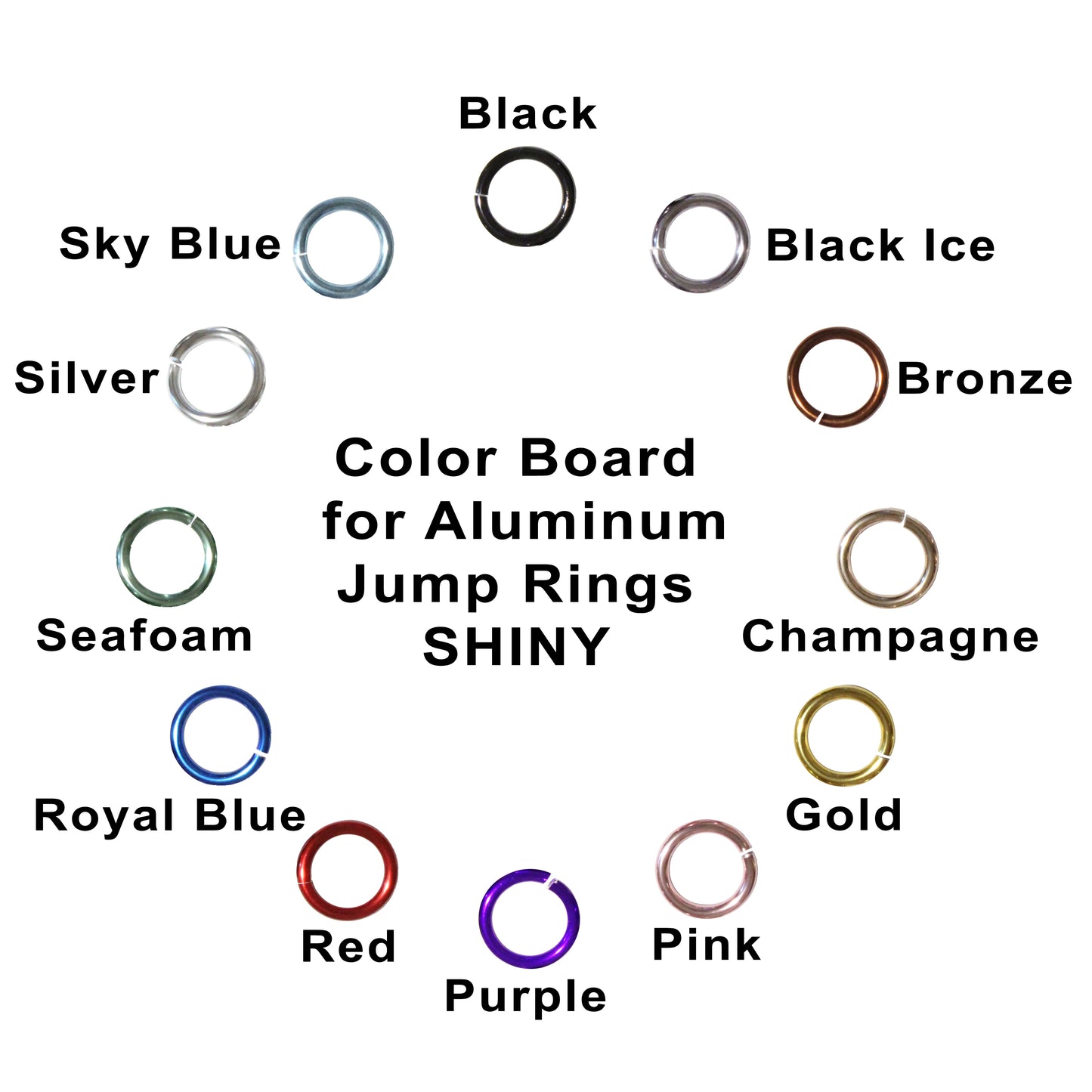 SHINY GOLD 10mm 12 GA Jump Rings / 100 Pack / sawcut round open anodized aluminum