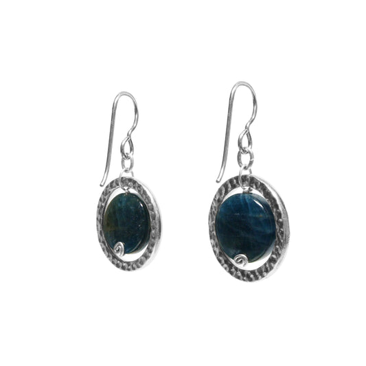 Blue Apatite Silver Earrings / reverse view