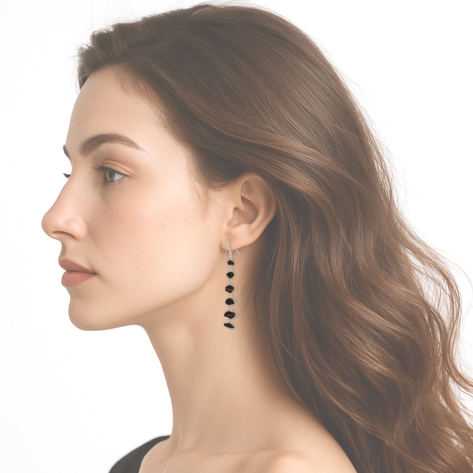 Garnet Nugget Earrings - model