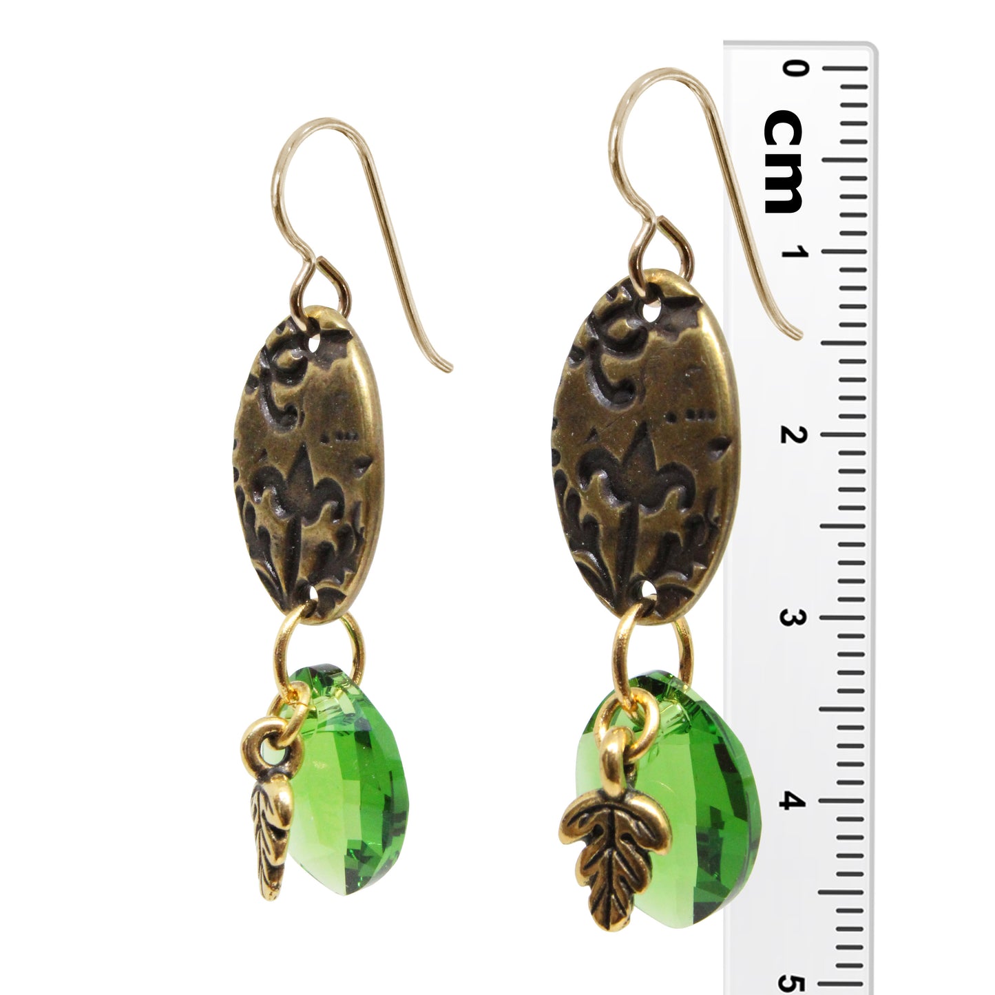 Leaf Charm Earrings / 47mm length / gold filled earwires