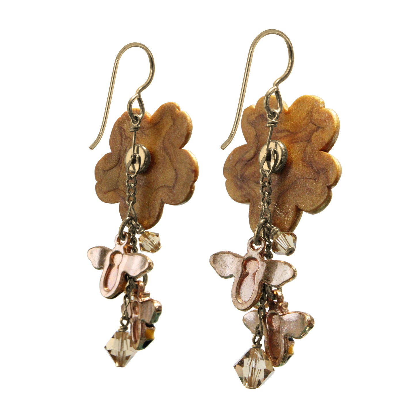 Honeybee Flower Earrings / 55mm length / gold filled earwires