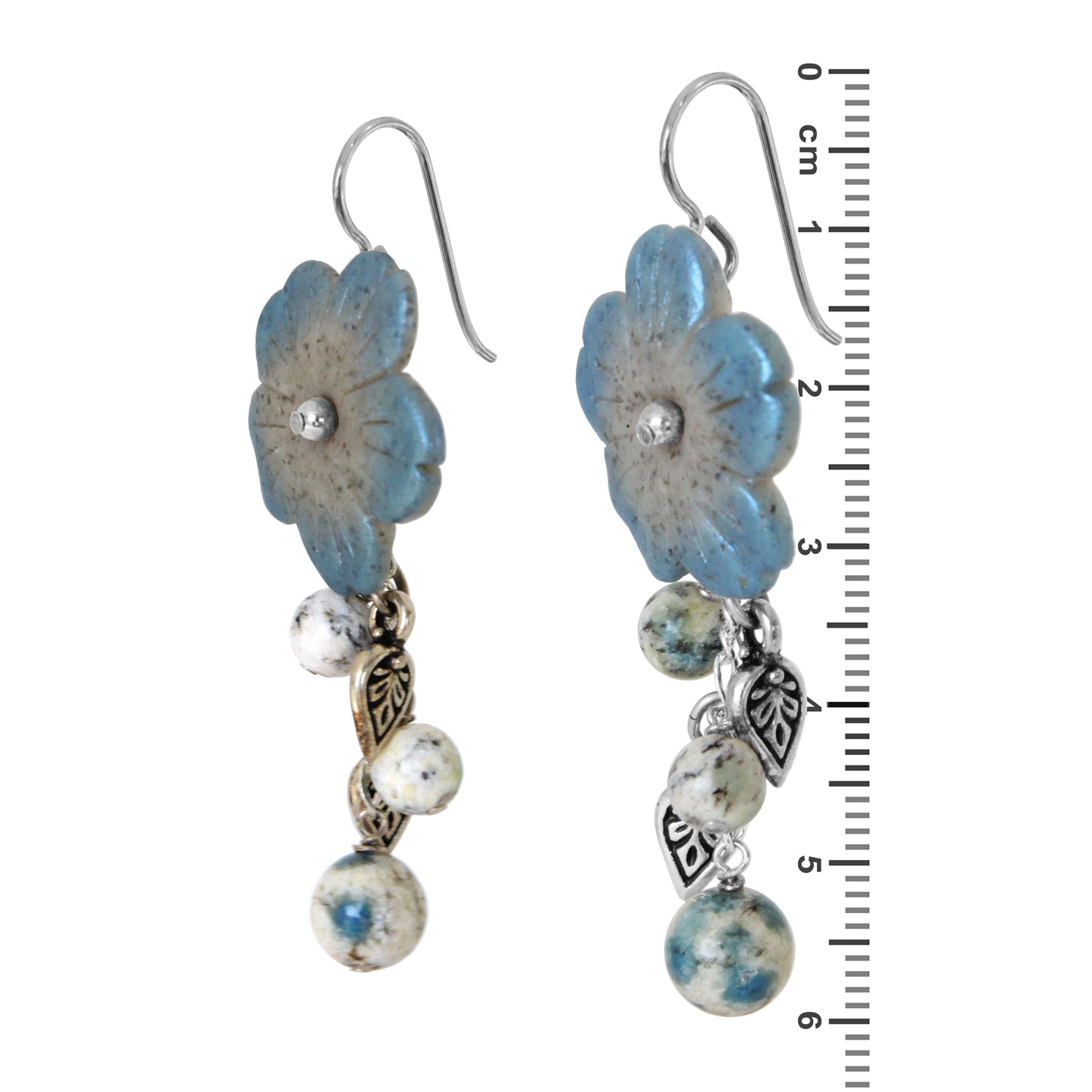 K2 Granite Flower Earrings / 60mm length / sterling silver earwires