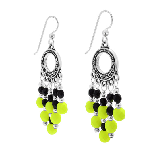 Neon Yellow Chandelier Earrings / reverse view