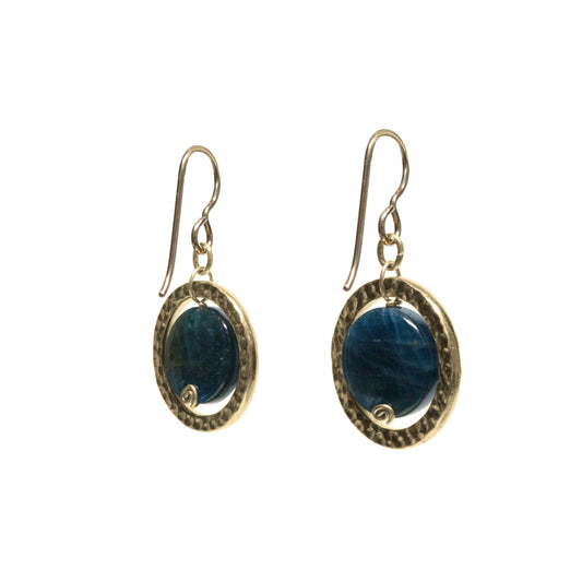 Blue Apatite Ring Earrings / reverse view