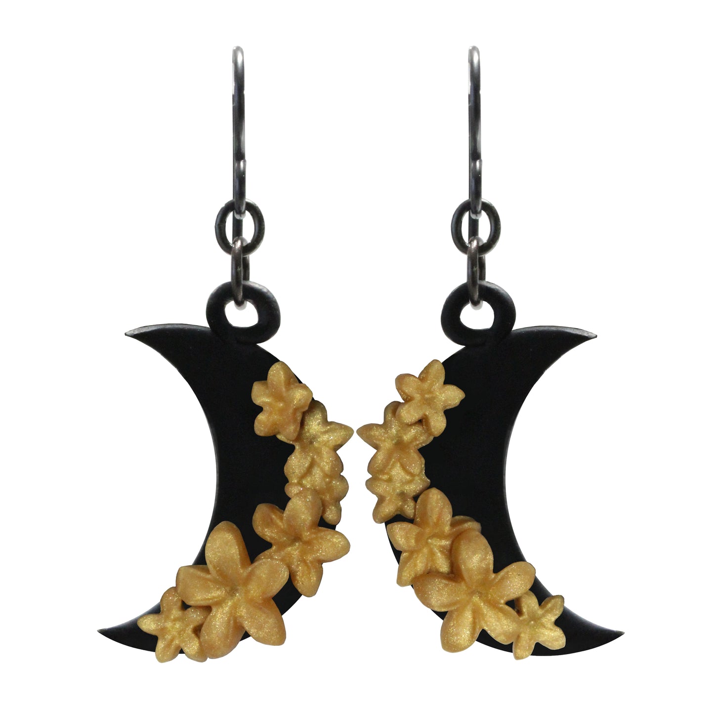 Moon Flower Earrings / 47mm length / niobium earwires