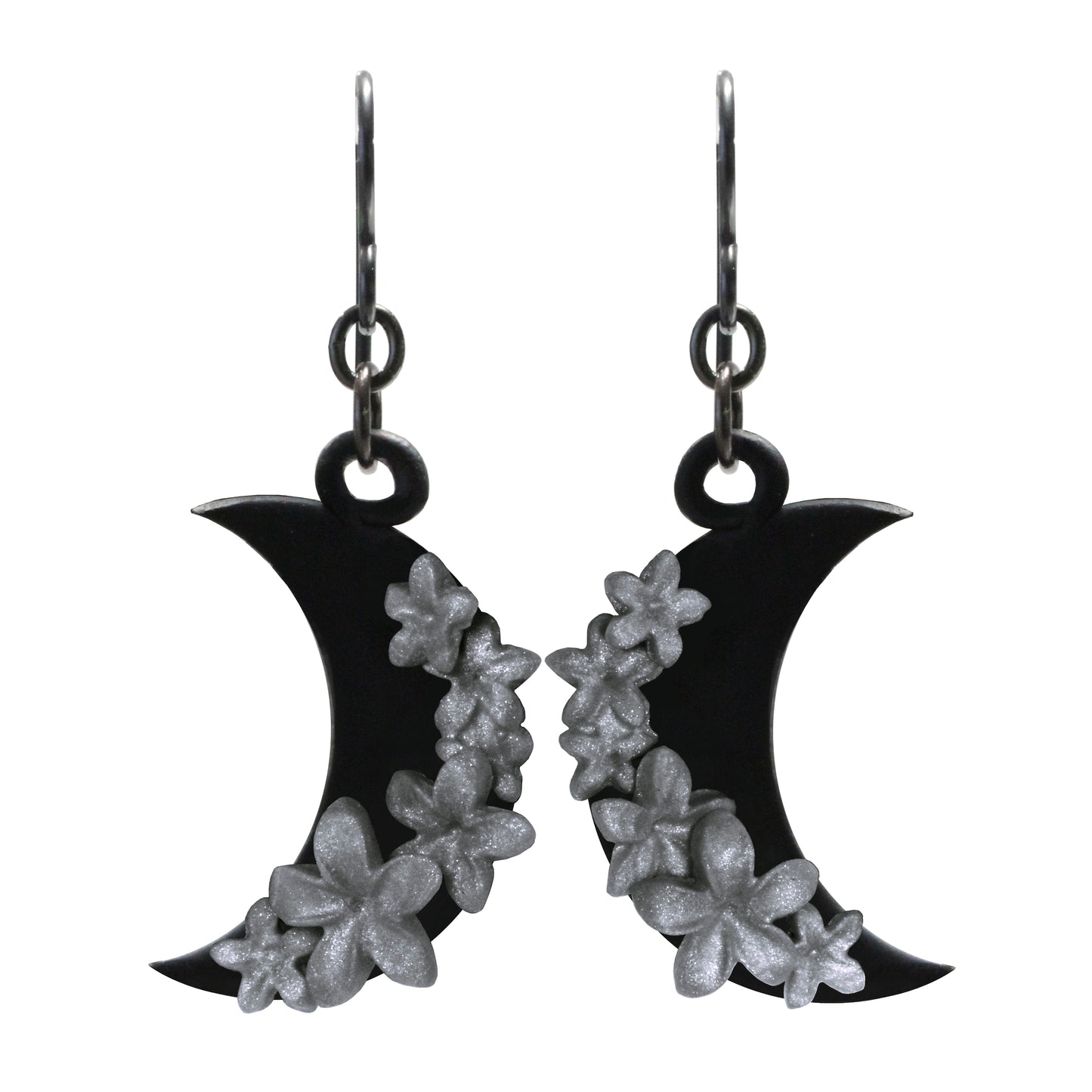 Moon Flower Earrings / 47mm length / niobium earwires