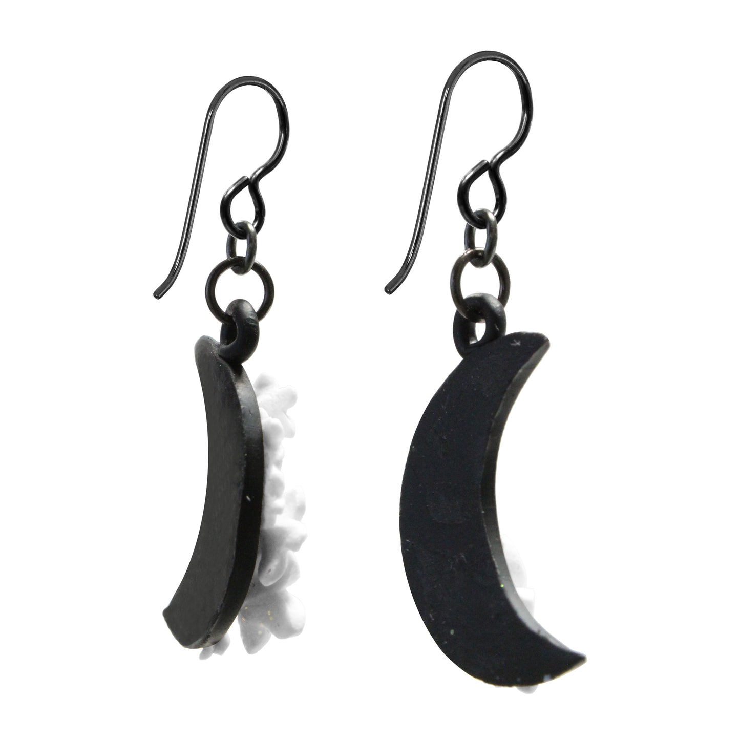 Moon Flower Earrings / 47mm length / niobium earwires
