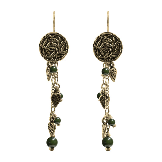 BC Jade Chain Earrings / 77mm length / gold filled earwires