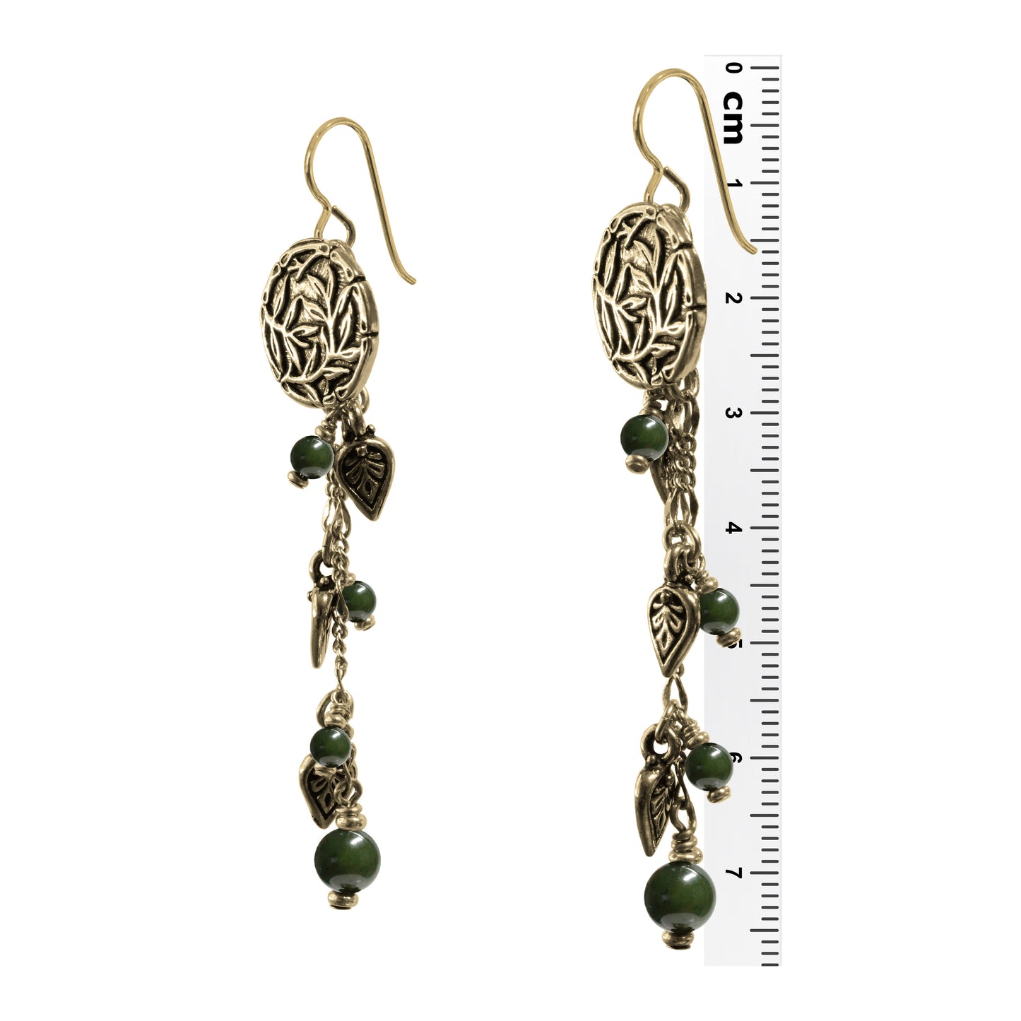 BC Jade Chain Earrings – 77 mm length with gold-filled earwires