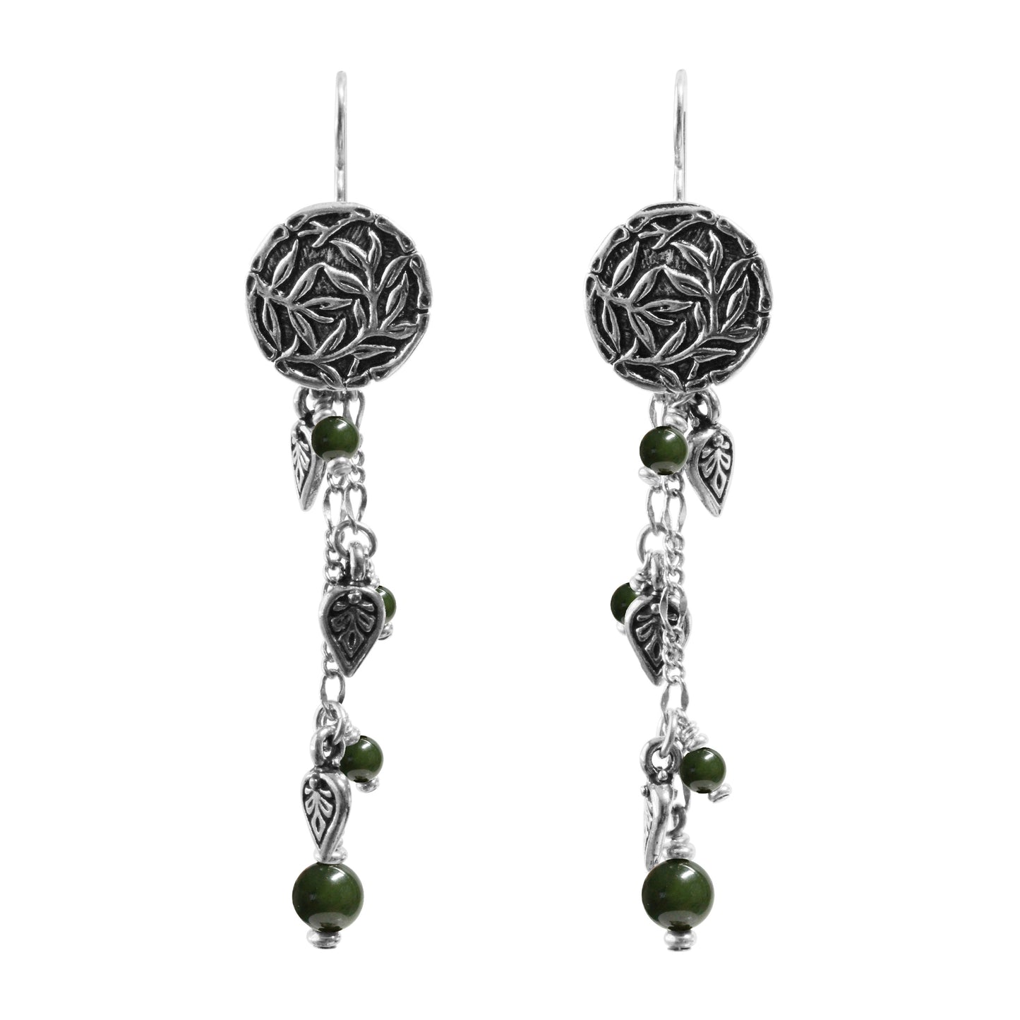 BC Jade Chain Earrings – 77mm length with sterling silver earwires