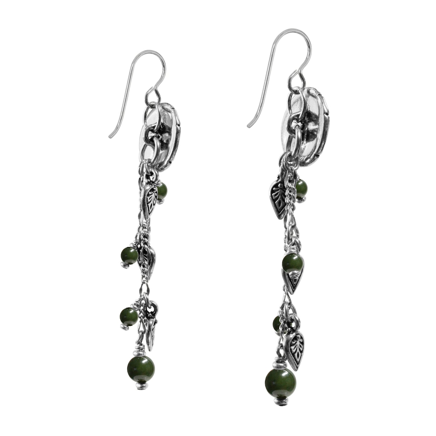 BC Jade Chain Earrings – 77mm length with sterling silver earwires