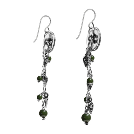 BC Jade Chain Earrings – 77mm length with sterling silver earwires