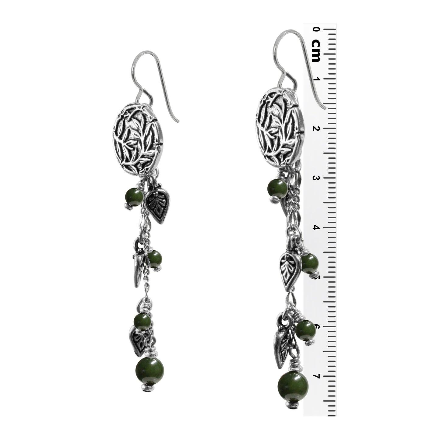 BC Jade Chain Earrings – 77mm length with sterling silver earwires