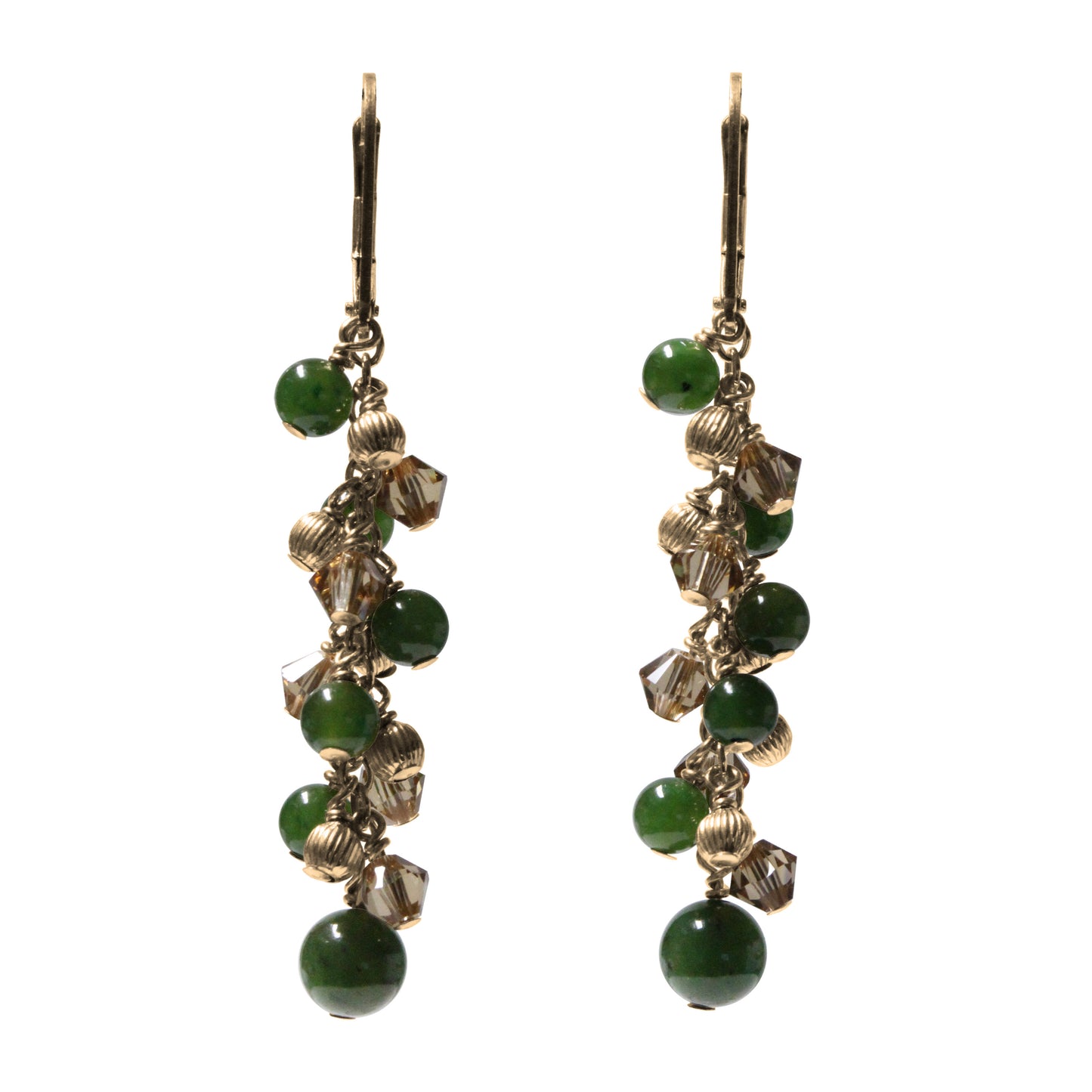 BC Jade Cascade Earrings / 53mm length / gold filled leverbacks