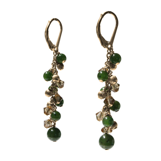 BC Jade Cascade Earrings / 53mm length / gold filled leverbacks