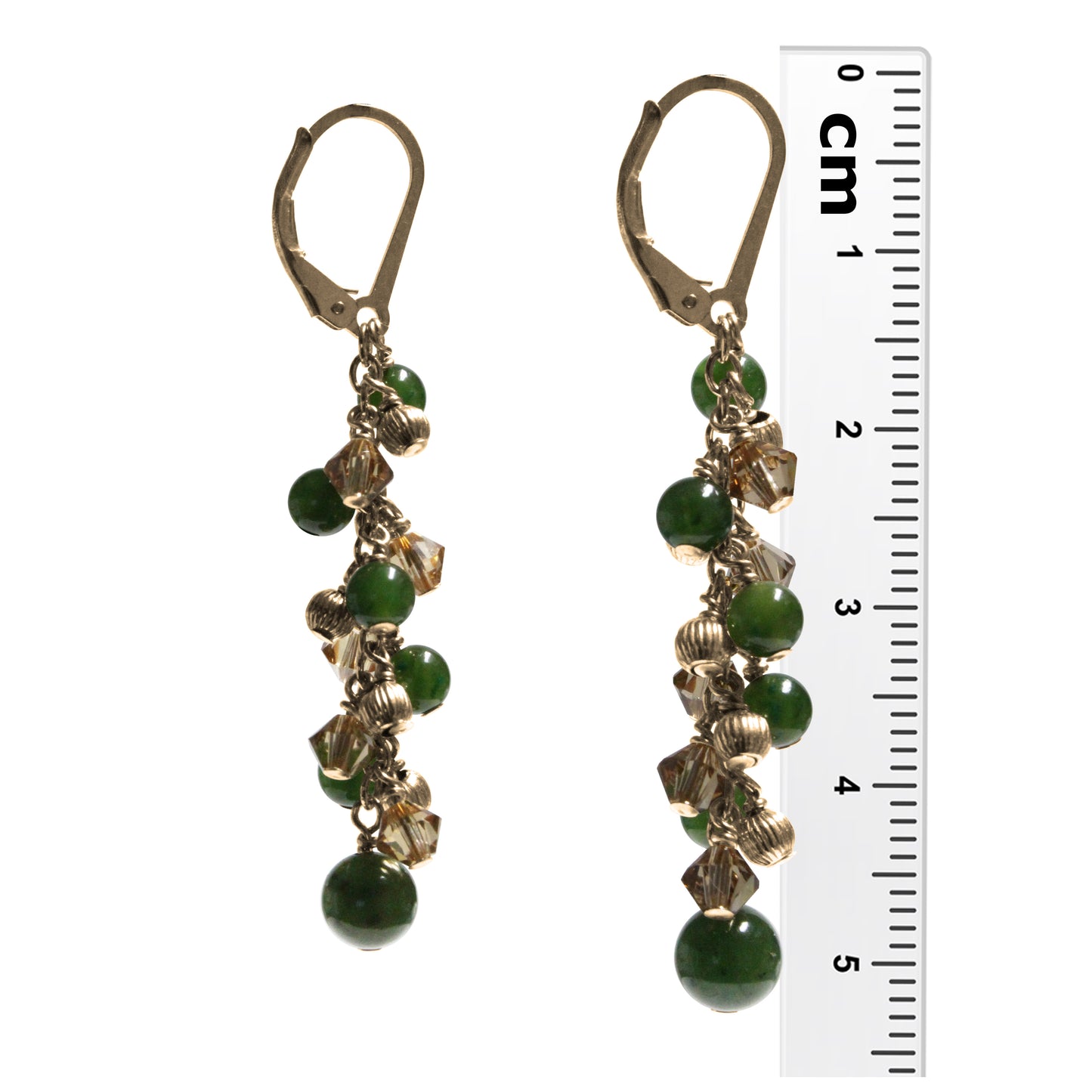 BC Jade Cascade Earrings / 53mm length / gold filled leverbacks