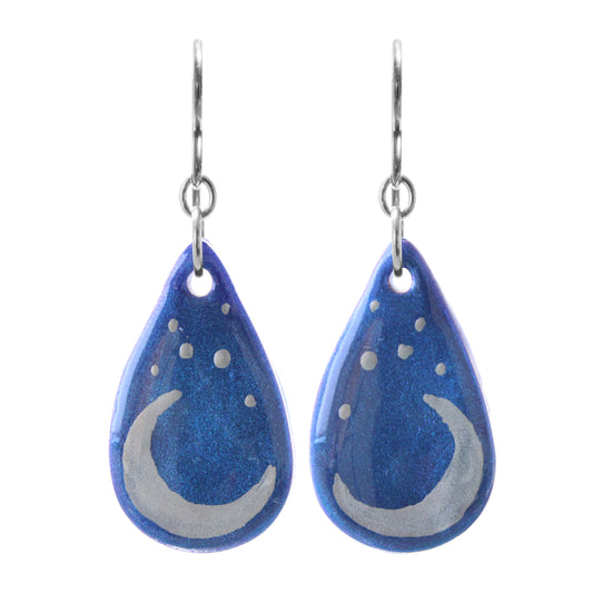 Starry Moon Earrings / 50mm length / sterling silver earwires