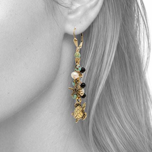 Sealife Cascade Earrings / closeup
