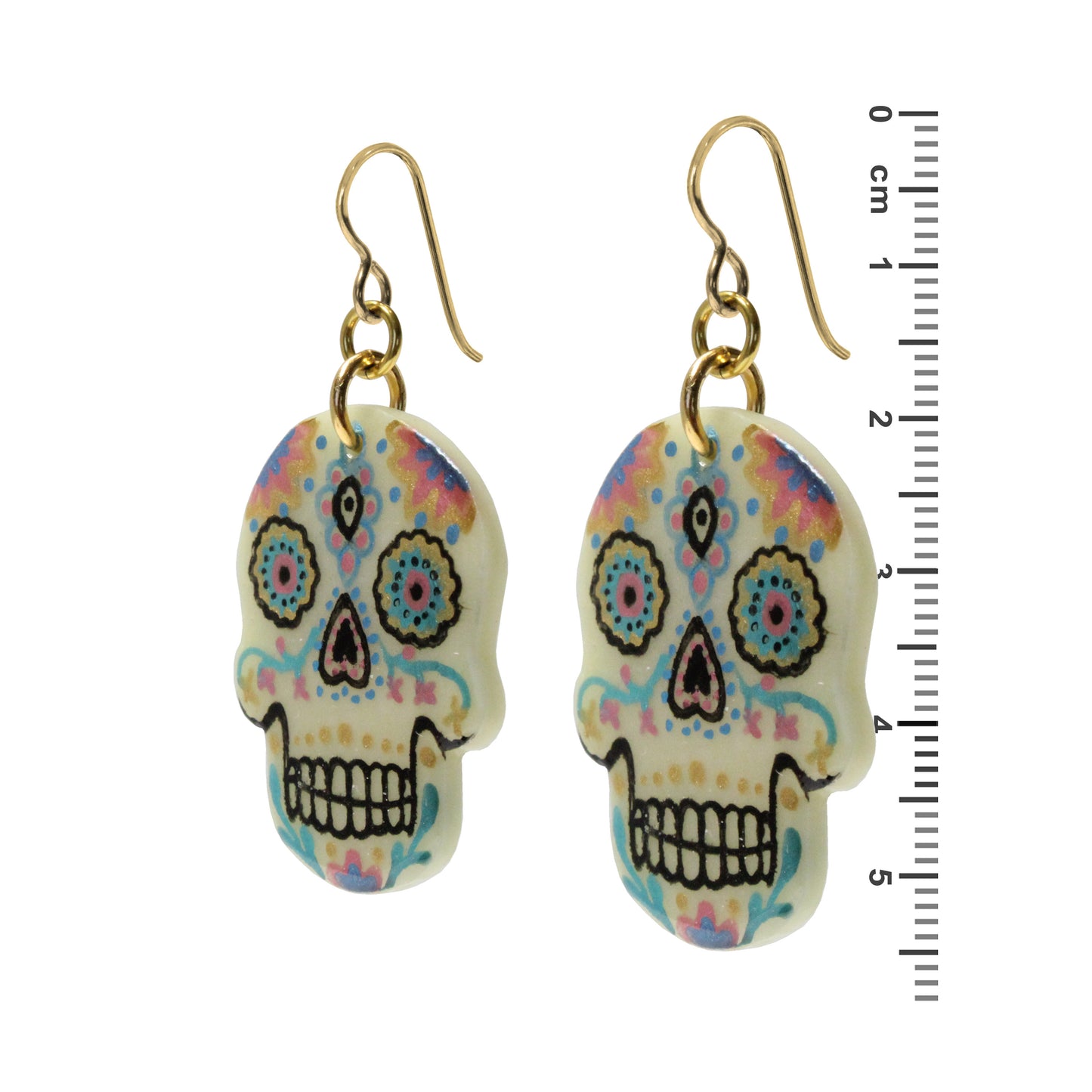 Glow in the Dark Sugar Skull Earrings - Side View